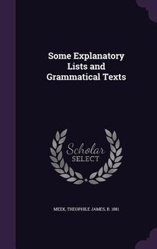 portada Some Explanatory Lists and Grammatical Texts (en Inglés)
