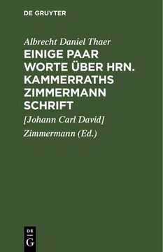 portada Einige Paar Worte Über Hrn. Kammerraths Zimmermann Schrift (en Alemán)