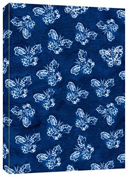 portada Shibori Indigo Butterflies Dotted Paperback Journal: Blank Notebook With Pocket (en Inglés)