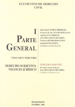 portada Elementos de Derecho Civil (t. I) (Vol. Iii): Parte General: Dere cho Subjetivo. Negocio Juridico (3ª Ed. ) (in Spanish)