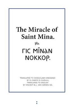 portada the miracle of saint mina (en Inglés)