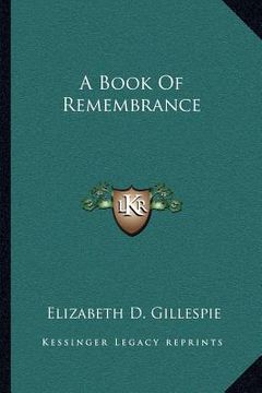 portada a book of remembrance (en Inglés)