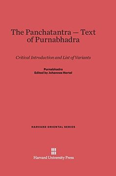 portada The Panchatantra-Text of Purnabhadra (Harvard Oriental) (en Inglés)