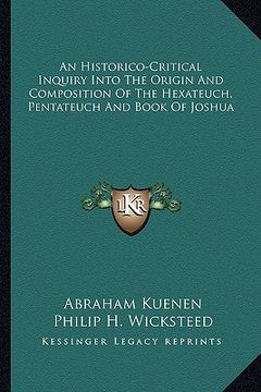 portada an historico-critical inquiry into the origin and composition of the hexateuch, pentateuch and book of joshua