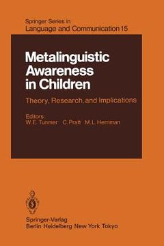 portada metalinguistic awareness in children: theory, research, and implications (en Inglés)
