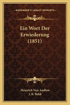 portada Ein Wort Der Erwiederung (1851) (in German)