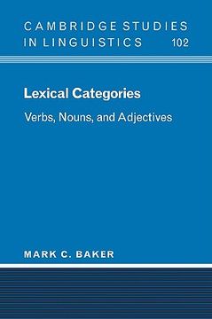portada Lexical Categories: Verbs, Nouns and Adjectives (Cambridge Studies in Linguistics) (in English)