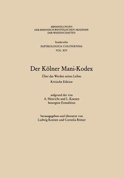 portada Der Kölner Mani-Kodex: Über Das Werden Seines Leibes