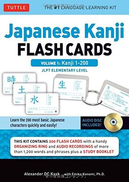 portada Japanese Kanji Flash Cards Kit, Vol. 1, Kanji 1-200: JLPT Beginning Level (Book & CD) (in English)