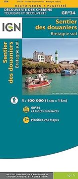 portada Sentier des Douaniers Bretagne sud gr 34 Plastifié: 1/100 000 (in French)