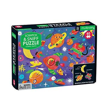 portada Cosmic Fruits Scratch and Sniff Puzzle From Mudpuppy - 60 Piece Jigsaw Puzzle With 6 Shaped Pieces, Features Colorful Illustrations, 3 out of This World Fruity Scents, Ages 4+