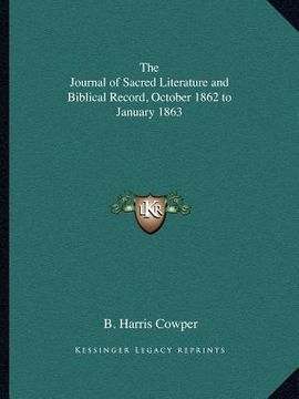 portada the journal of sacred literature and biblical record, october 1862 to january 1863 (en Inglés)