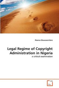 portada legal regime of copyright administration in nigeria (en Inglés)