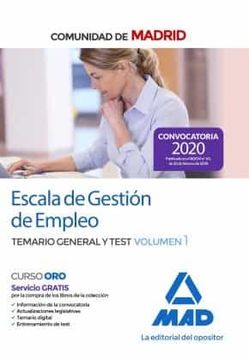 portada Escala de Gestion de Empleo de la Comunidad de Madrid. Temario General y Test Volumen 1 (in Spanish)