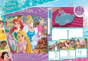 portada Disney Princesa mi Primer Busca y Encuentra [Libro+13 Tarjetas Reversibles+Marcador Borrable] (in Spanish)