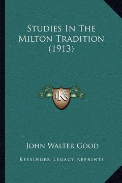 portada studies in the milton tradition (1913)