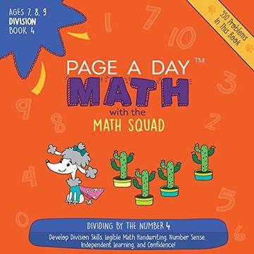 portada Page a day Math Division Book 4: Dividing by 4 (in English)