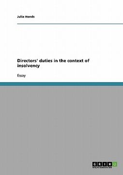 portada directors' duties in the context of insolvency (en Inglés)
