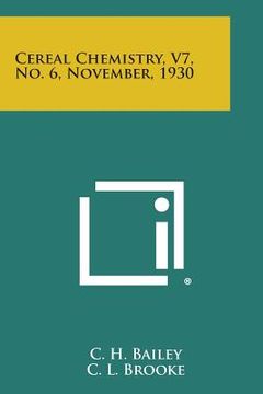 portada Cereal Chemistry, V7, No. 6, November, 1930