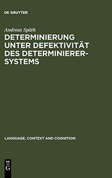 portada Determinierung Unter Defektivitýýt des Determinieresystems (en Alemán)