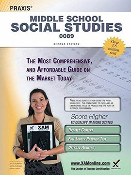 portada praxis middle school social studies 0089 teacher certification study guide test prep