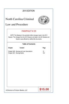 portada North Carolina Criminal Law and Procedure-Pamphlet 29