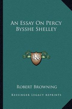 portada an essay on percy bysshe shelley