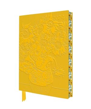 portada Vincent van Gogh: Sunflowers 2024 Artisan art Vegan Leather Diary - Page to View With Notes (in English)