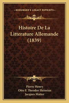 portada Histoire De La Litterature Allemande (1839) (in French)