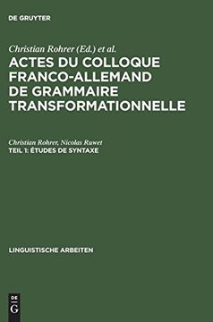 portada Etudes de Syntaxe: Aus: Actes du Colloque Franco-Allemand de Grammaire Transformationnelle, 1 (en Francés)
