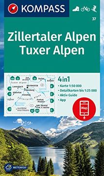 portada Kompass Wanderkarte 37 Zillertaler Alpen, Tuxer Alpen 1: 25. 000 (en Alemán)