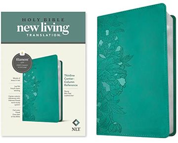 portada Nlt Thinline Center-Column Reference Bible, Filament-Enabled Edition (Leatherlike, Peony Rich Teal, red Letter) (en Inglés)