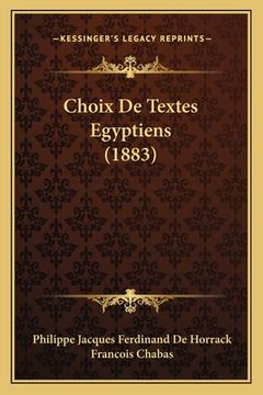 portada Choix De Textes Egyptiens (1883) (in French)