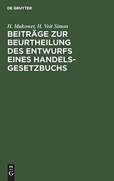 portada Beiträge zur Beurtheilung des Entwurfs Eines Handelsgesetzbuchs (in German)