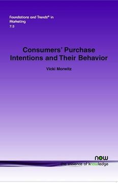 portada Consumers'Purchase Intentions and Their Behavior: 26 (Foundations and Trends® in Marketing) (en Inglés)