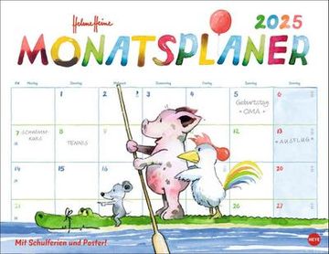 portada Helme Heine: Monatsplaner 2025: Liebevoll Illustrierter Wandkalender von Helme Heine mit den Drei Freunden. Termin-Kalender 2025 zum Eintragen. 44 x 34 cm. Querformat.