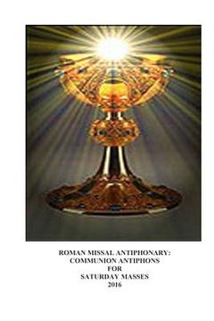 portada 2016 Roman Missal Antiphonary: Communion Antiphons for Saturday Masses