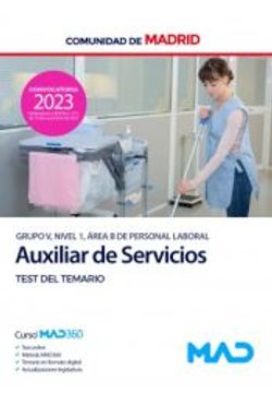 portada Personal Auxiliar de Servicios (Grupo v, Nivel 1, Area b) de la Comunidad Autonoma de Madrid. Test del Temario