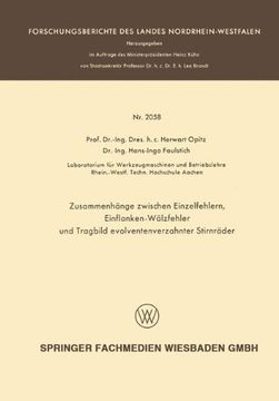 portada Zusammenhange Zwischen Einzelfehlern, Einflanken-Walzfehler Und Tragbild Evolventenverzahnter Stirnrader (Forschungsberichte des Landes Nordrhein-Westfalen)