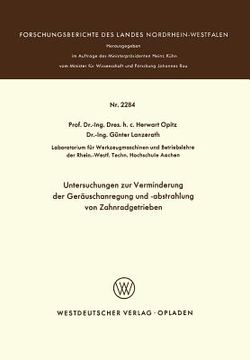 portada Untersuchungen Zur Verminderung Der Geräuschanregung Und -Abstrahlung Von Zahnradgetrieben (en Alemán)