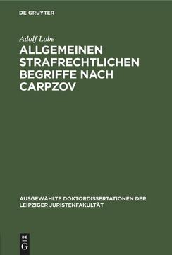 portada Allgemeinen Strafrechtlichen Begriffe Nach Carpzov (in German)