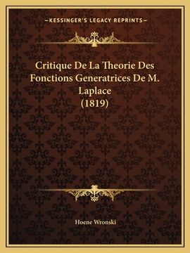 portada Critique De La Theorie Des Fonctions Generatrices De M. Laplace (1819) (en Francés)