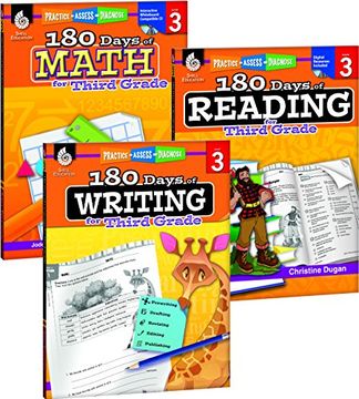 portada 180 Days of Reading, Writing and Math for Third Grade 3-Book Set (180 Days of Practice)