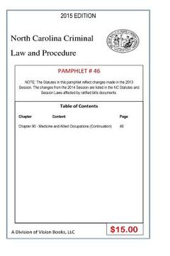 portada North Carolina Criminal Law and Procedure-Pamphlet 46 (en Inglés)