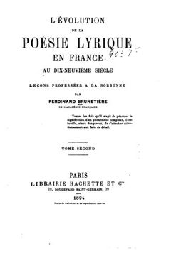 portada L'évolution de la poésis lyrique en France au dix-neuvième siècle - Tome II (French Edition)