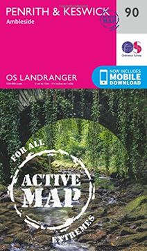 portada Ordnance Survey Landranger Active 90 Penrith, Keswick & Ambleside map With Digital Version (en Inglés)