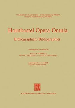 portada hornbostel opera omnia: bibliographien / bibliographies