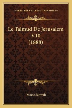 portada Le Talmud De Jerusalem V10 (1888) (en Francés)