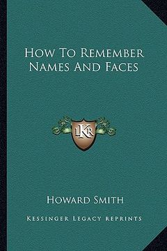 portada how to remember names and faces (en Inglés)