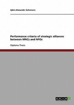 portada performance criteria of strategic alliances between mncs and npos (en Inglés)